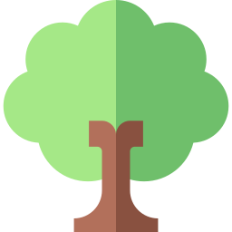 A tree with a brown trunk and green leaves.